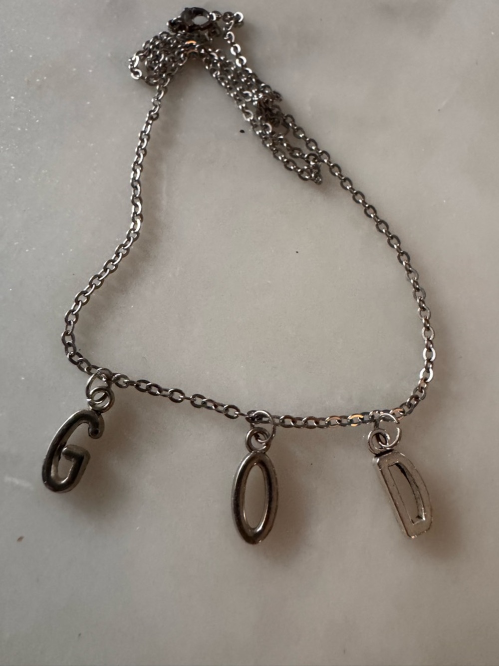 Silver-tone 'GOD' Letter Charm Necklace - Women Jewelry